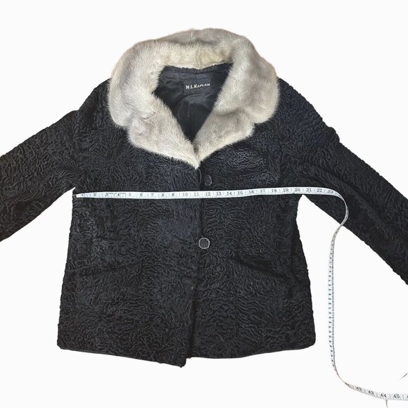 VTG Persian Lamb Fur Coat 8 Silver Mink Collar Mob Wife Chic Film Noir Luxe 50s - Picture 11 of 14